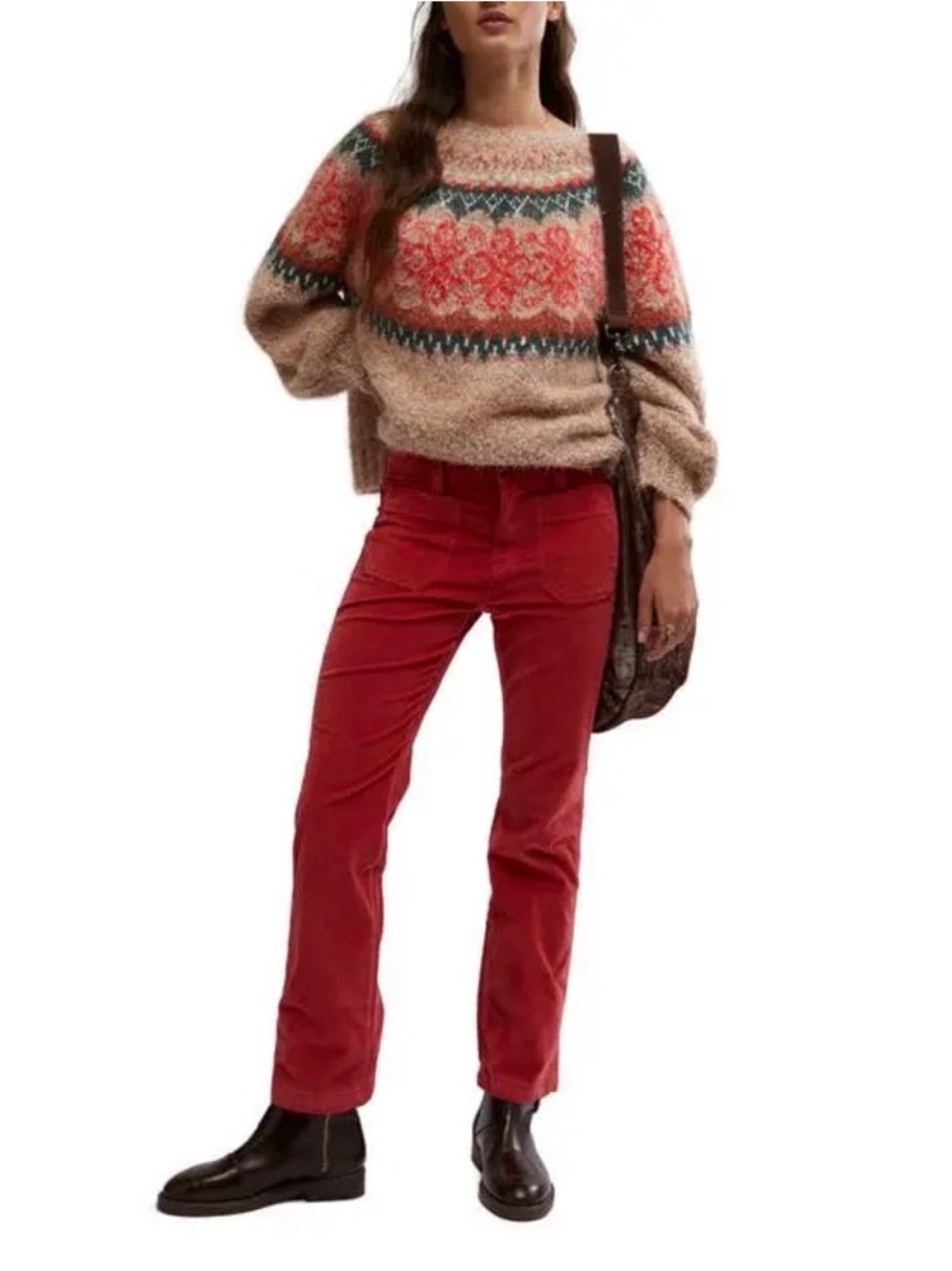 Free People High Time Kick Flare Red Dahlia Corduroys Sz 14 NWT - Picture 4 of 13